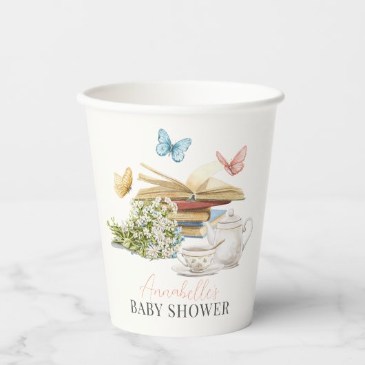 Nieuw Chapter Tea Set Vlinders Boek Baby shower Papieren Bekers (Voorkant)