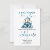 Nieuw Chapter Teddy blue boy baby shower Beer Bedankkaart (Voorkant)