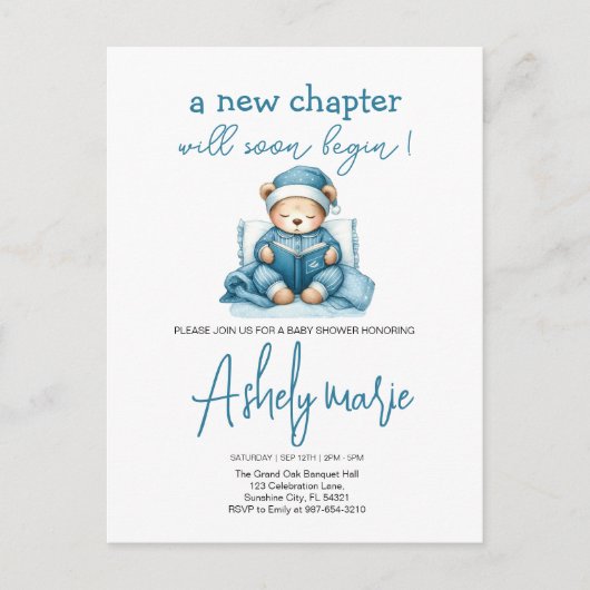 Nieuw Chapter Teddy blue boy baby shower Beer Briefkaart (Voorkant)