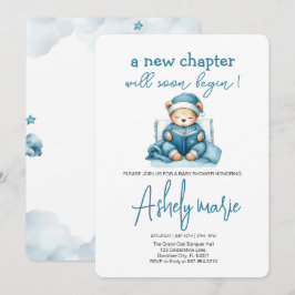 Nieuw Chapter Teddy blue boy baby shower Beer Kaart