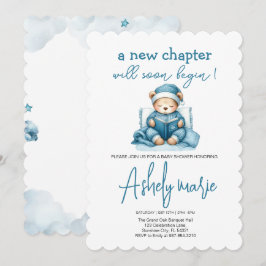Nieuw Chapter Teddy blue boy baby shower Beer Kaart