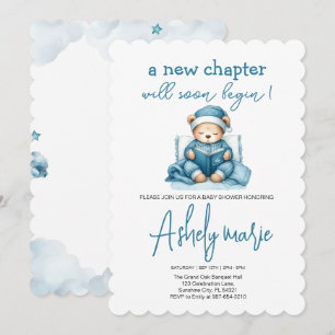 Nieuw Chapter Teddy blue boy baby shower Beer Kaart