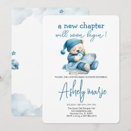 Nieuw Chapter Teddy blue boy baby shower Beer Kaart