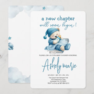 Nieuw Chapter Teddy blue boy baby shower Beer Kaart
