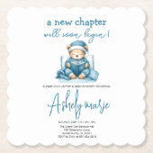 Nieuw Chapter Teddy blue boy baby shower Beer Kartonnen Onderzetters (Voorkant)
