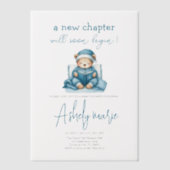 Nieuw Chapter Teddy blue boy baby shower Beer Vellum Uitnodigingen (Voorkant)