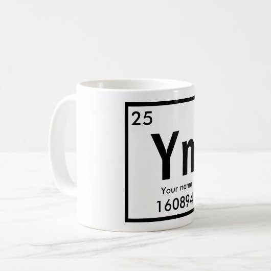 Nieuw chemisch element koffiemok (Voorkant links)