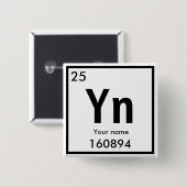 Nieuw chemisch element vierkante button 5,1 cm (Voorkant /achterkant)