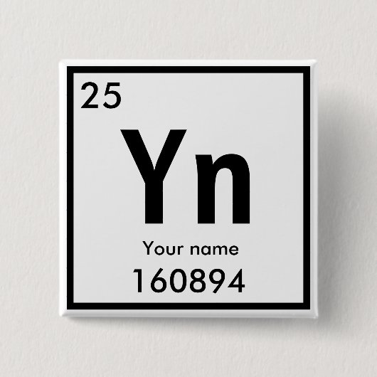 Nieuw chemisch element vierkante button 5,1 cm (Voorkant)