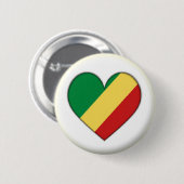 NIEUW! - CONGO-BRAZZAVILLE HEART PIN BACK BADGE RONDE BUTTON 5,7 CM (Voorkant /achterkant)
