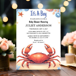 Nieuw Cool Beach Ocean Catch Red Crab Baby shower Kaart