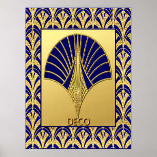 Nieuw deco-Poster (goud en blauw) Poster