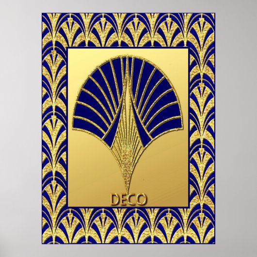 Nieuw deco-Poster (goud en blauw) Poster (Voorkant)