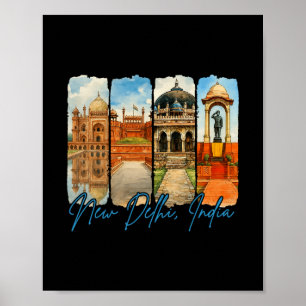 Nieuw Delhi India Reizen Reispenseelstreek Aandenk Poster