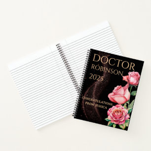 Nieuw doctoraat, PhD doctoraatsbloemige matte cade Notitieboek