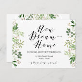 Nieuw droomhuis, groen, bewegende aankondiging briefkaart (Voorkant / Achterkant)