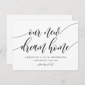 Nieuw droomhuisadres, bewegende aankondiging briefkaart (Voorkant / Achterkant)