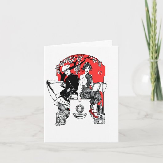 Nieuw!  Een boek bij Schemer Notecard Kaart (Voorkant)