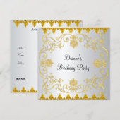 Nieuw Ellegant Wit Goud Uitnodiging (Voorkant / Achterkant)