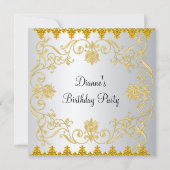 Nieuw Ellegant Wit Goud Uitnodiging (Voorkant)