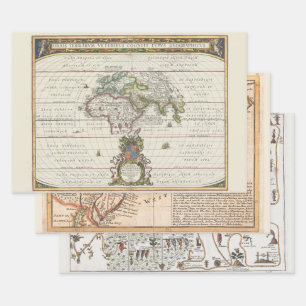 Nieuw-Engeland De Wereld Azteekse Zeldzame Kaarten Inpakpapier Vel