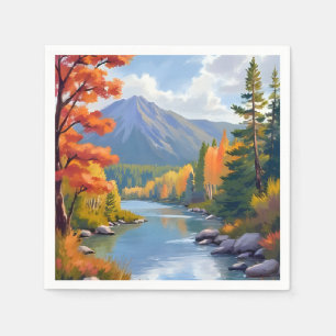 Nieuw Engeland Herfst Loof Landschap Schilderij Servet