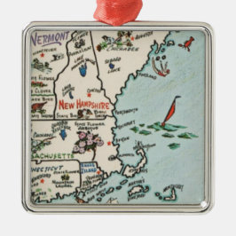 Nieuw Engeland Kust Kaart Metalen Ornament