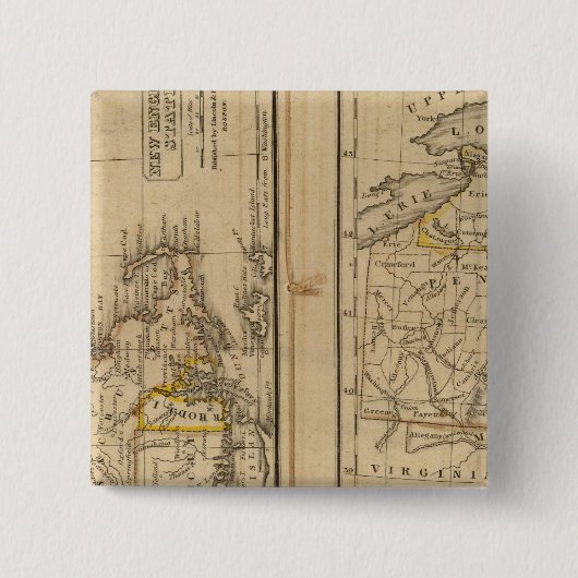 Nieuw-Engeland, Midden-Staten Vierkante Button 5,1 Cm (Voorkant)