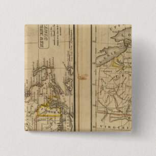 Nieuw-Engeland, Midden-Staten Vierkante Button 5,1 Cm