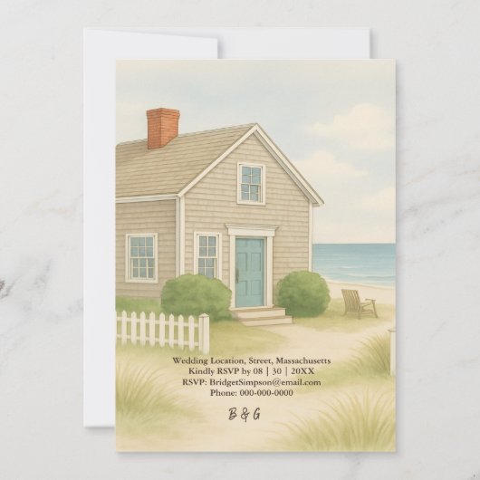 Nieuw Engeland Soft Blue Coastal Destination bruil Kaart (Achterkant)