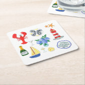 Nieuw-Engeland Vis en zeevruchten - Thema Kartonnen Onderzetters (Schuin)