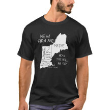 NIEUW ENGLAND leuk Geography Kaart T-shirt