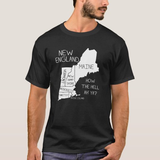 NIEUW ENGLAND leuk Geography Kaart T-shirt (Voorkant)