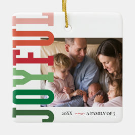 Nieuw familielid vreugdevolle vakantiefoto keramisch ornament