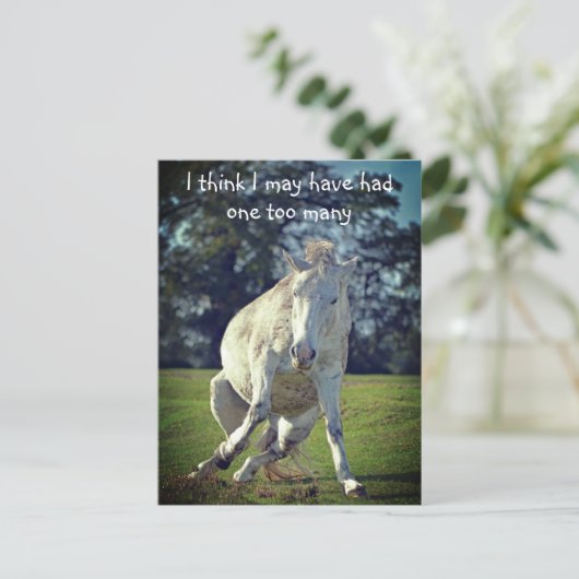 Nieuw Forest White Pony Funny Pose Briefkaart (Staand voorkant)