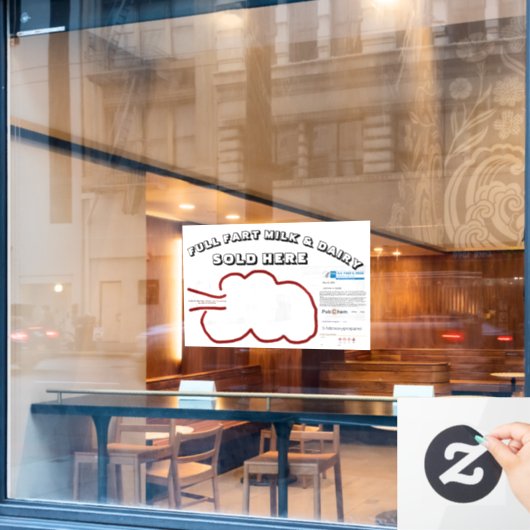 NIEUW Full Fart Dairy van RoseWrites Window Cling Raamsticker (Cafe Raam)