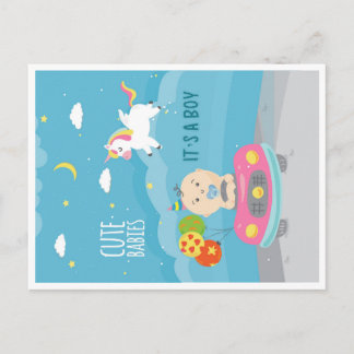 Nieuw geboortekaartje voor een babyjongen briefkaart