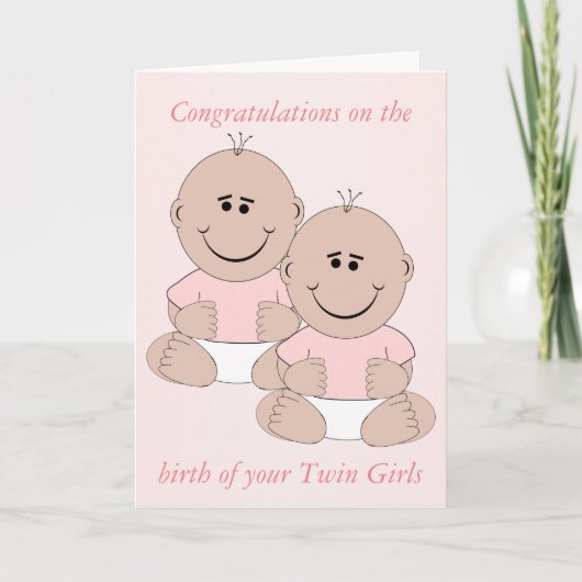 Nieuw Geboren Baby Twin Meisjes Kaart (Voorkant)