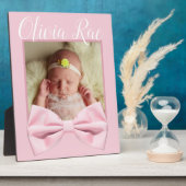 Nieuw geboren Pink Bow Baby Afbeelding plaque Fotoplaat (Zijkant)