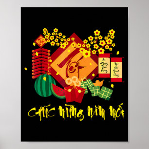 Nieuw Gelukkig Vietnamees Maans Nieuw Chuc Mung Poster