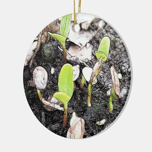 Nieuw gesproete zaailingen keramisch ornament (Links)