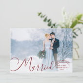 Nieuw getrouwd 2 Foto Script Getrouwd Kleine Kerst Feestdagenkaart (Staand voorkant)