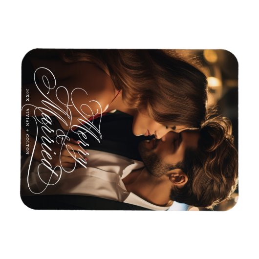 Nieuw getrouwd eerste kerstmis Merry & Married fot Magneet (Horizontaal)