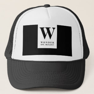 Nieuw Getrouwd Verfijnd Trouwmonogram Zwart Trucker Pet