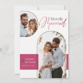 Nieuw getrouwde vakantie bruiloft Black Magenta Feestdagenkaart (Voorkant)