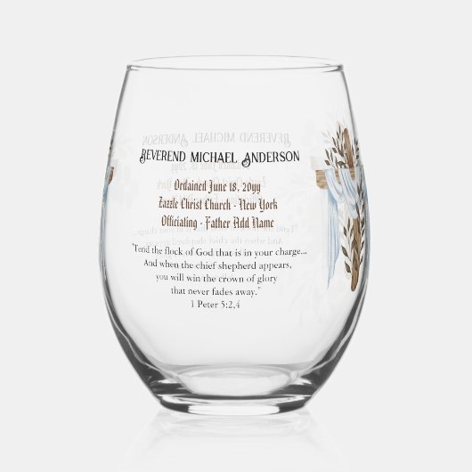 Nieuw Gewijde Priester Pastor Diaken Minister Wijnglas Zonder Voet (Achterkant)