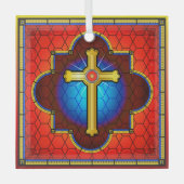 NIEUW Glass Cross Glass Ornament (Voorkant)