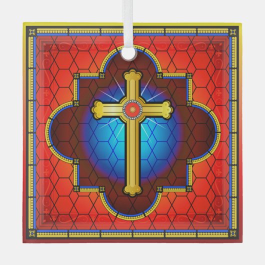 NIEUW Glass Cross Glass Ornament (Voorkant)
