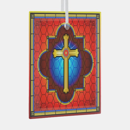 NIEUW Glass Cross Glass Ornament (Voorkant Rechts)