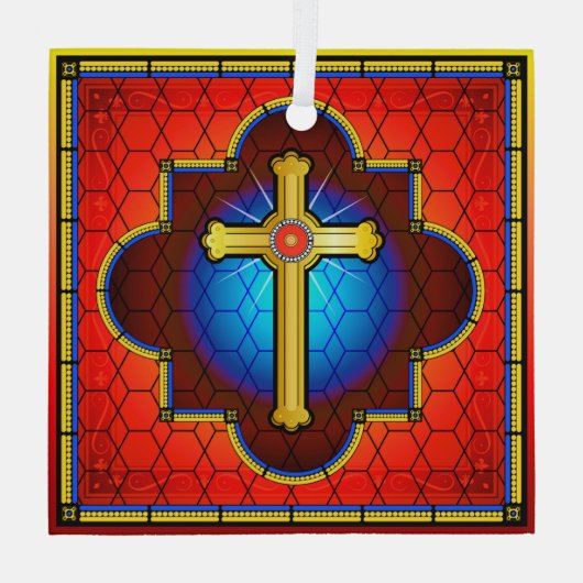 NIEUW Glass Cross Glass Ornament (Achterkant)